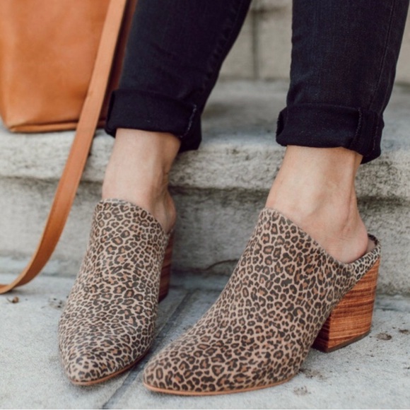 Able Local Global Rojas Leopard Print Heeled Mule Shoes Size 8.5M - Picture 1 of 17